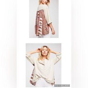 Free People Cool Baby Pullover Floral Ivory Bandana Print Like New Small
